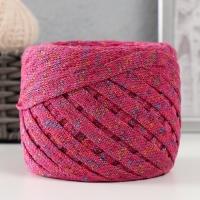 Трикотажная пряжа "Риббон" с люрексом 85м/170&plusmn;5 гр ( Фуксия, люрекс: Радуга)