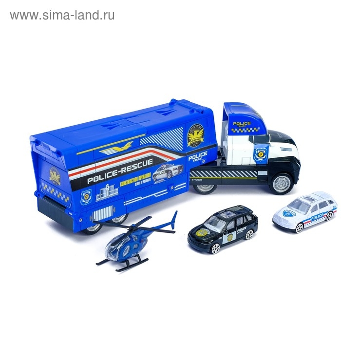 Грузовик инерционный &laquo;Полиция&raquo;, 3 металлические машины в комплекте