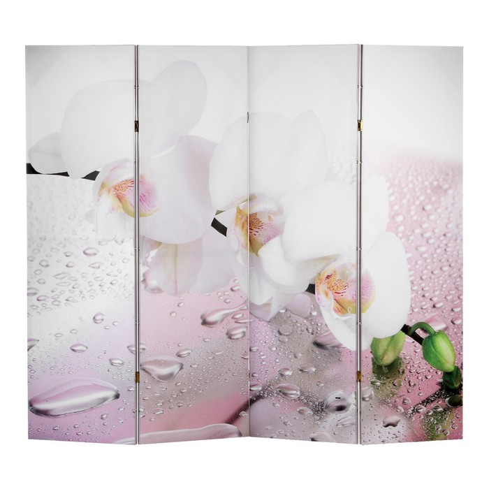 Ширма "Орхидея и капли воды", двухсторонняя, 200 х 160 см