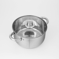 Набор посуды из нержавеющей стали Доляна &laquo;Гретте&raquo;, 3 предмета: сотейник 1,5 л, d=16 см, кастрюли 2 л, 4 л, d=18 см, d=22 см, крышки