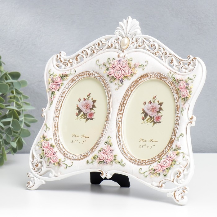 Фоторамка полистоун на 2 фото 10х15 см Фоторамка полистоун на 2 фото 10х15 см "Розарий" стразы 23х24,5 см