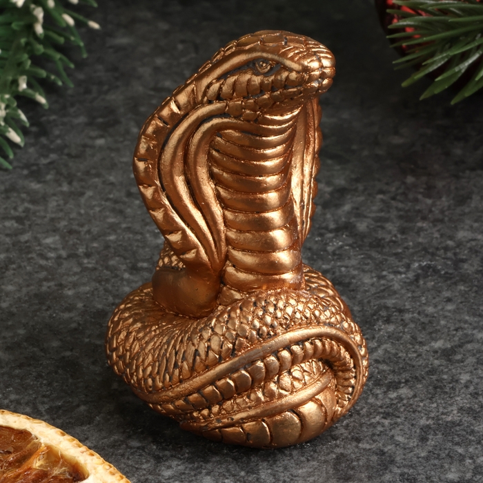 Фигура Фигура "Змея Кобра малая" состаренная бронза, 6х4х4см