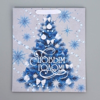 Пакет подарочный новогодний крафтовый вертикальный &laquo;С Новым годом&raquo;, M 26 х 30 х 9 см, Новый год