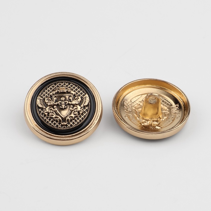 Набор металлических пуговиц на ножке «Львы», d = 20 мм, 5 шт, цвет золотой/чёрный Набор металлических пуговиц на ножке «Львы», d = 20 мм, 5 шт, цвет золотой/чёрный