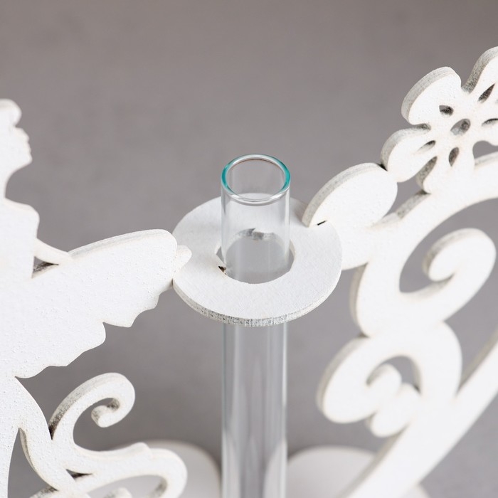 Кашпо деревянное 13.5&times;13&times;22 см с 1 колбой "Балерина", белый Дарим Красиво