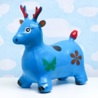 Игрушка - прыгун детская "Олень" резиновая надувная, 50х27см, синий Игрушка - прыгун детская "Олень" резиновая надувная, 50х27см, синий