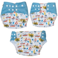 Многоразовый подгузник &laquo;Корабли&raquo;, 3-15 кг, цвет белый, Крошка Я