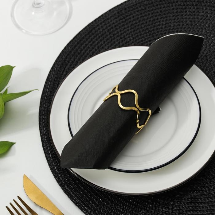 Кольцо для салфетки &laquo;Две линии&raquo;, 5,5&times;2,5 см, цвет золотой