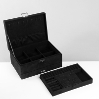 Подставка для украшений &laquo;Шкатулка&raquo; 2-х уровневая, флок, 24,5&times;17&times;12 см, цвет чёрный