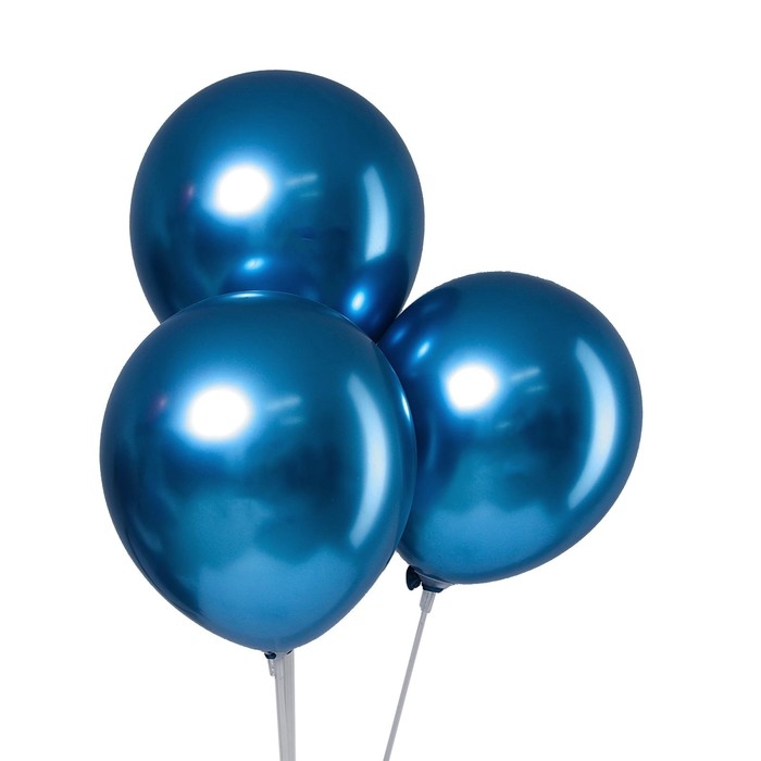 Шар латексный 12" &laquo;Хром&raquo;, металл, набор 5 шт., цвет синий