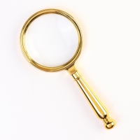 Лупа золотая, кратность 3, линза 32мм, 19см Лупа золотая, кратность 3, линза 32мм, 19см
