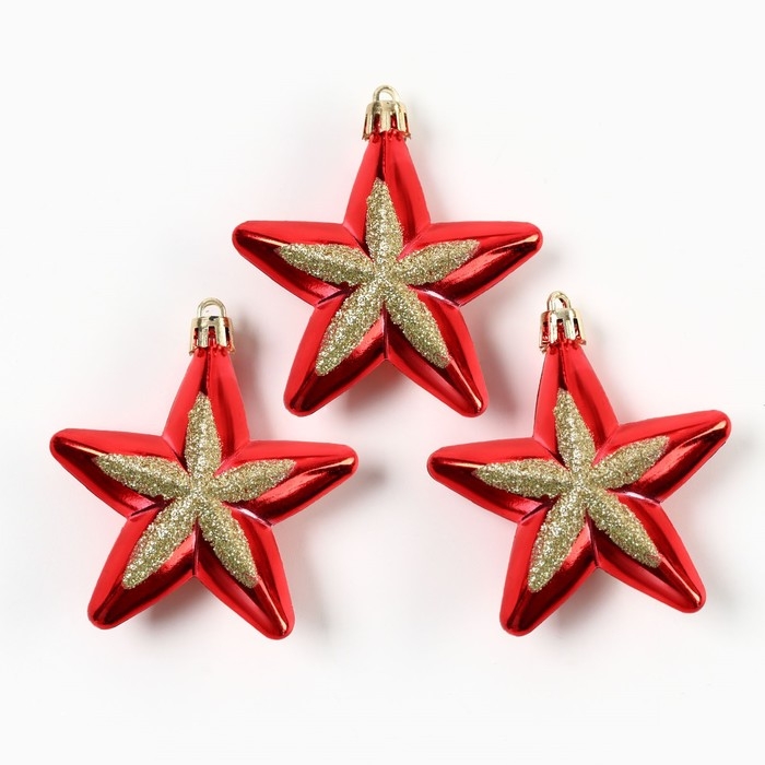 Ёлочные игрушки новогодние &laquo;Звёздочки&raquo;, на Новый год, цвет красный