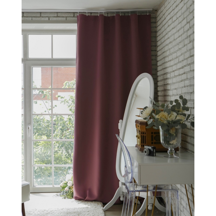 Штора портьерная &laquo;Этель&raquo; 130&times;300 см, блэкаут, цвет фиолетовый, пл. 210 г/м&sup2;, 100% п/э