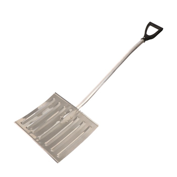 Лопата алюминиевая, 428 &times; 375 мм, с металлической планкой, алюминиевый черенок с V-ручкой