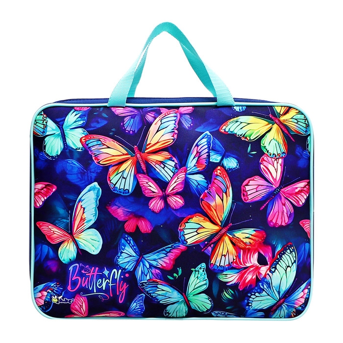 Папка с ручками текстильная А4, 350 х 265 x 75 мм, ПМД 4-20 "Неон бабочки"