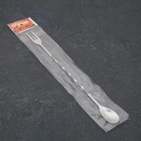 Ложка барная из нержавеющей стали с вилкой, длина 32,5 см, цвет серебряный Ложка барная из нержавеющей стали с вилкой, длина 32,5 см, цвет серебряный