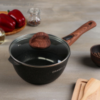 Ковш Grаnit ultrа, 2,2 л, стеклянная крышка, съёмная ручка, антипригарное покрытие, цвет чёрный Ковш Grаnit ultrа, 2,2 л, стеклянная крышка, съёмная ручка, антипригарное покрытие, цвет чёрный