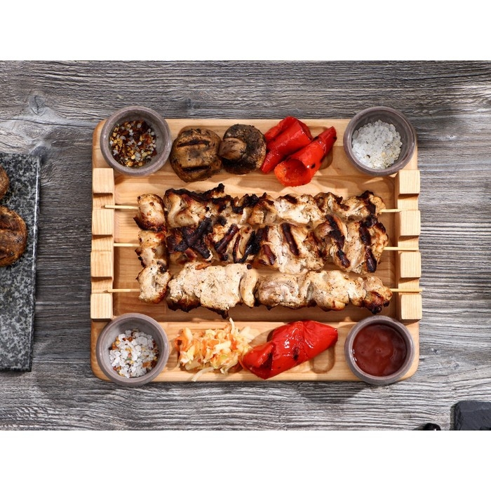 Доска для подачи шашлыка Adelica &laquo;3 шампура&raquo;, 30&times;24&times;1,8 см, массив берёзы