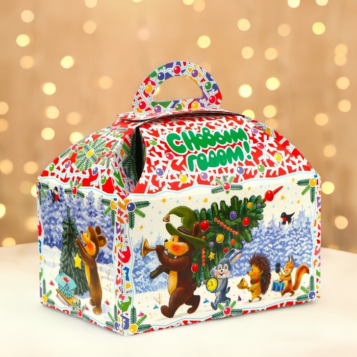 Новый год. Подарочная коробка Новый год. Подарочная коробка "Лесные непоседы в красном" Ларец малый 18,5 x 12,5 x 19см.