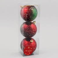 Набор шаров пластик d-8 см, 3 шт "Мэдисон" зелёный красный