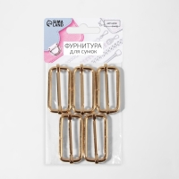 Пряжка регулирующая, внутренняя ширина - 38 мм, толщина - 3,5 мм, 5 шт, цвет золотой Пряжка регулирующая, внутренняя ширина - 38 мм, толщина - 3,5 мм, 5 шт, цвет золотой