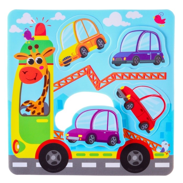 Игрушка пазл для ванны "Машинки"с сачком + удочка, Крошка Я