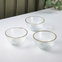 Набор салатников стеклянных на подставке &laquo;Ронда&raquo;, 350 мл, 37,5&times;32,5&times;7 см, 3 шт