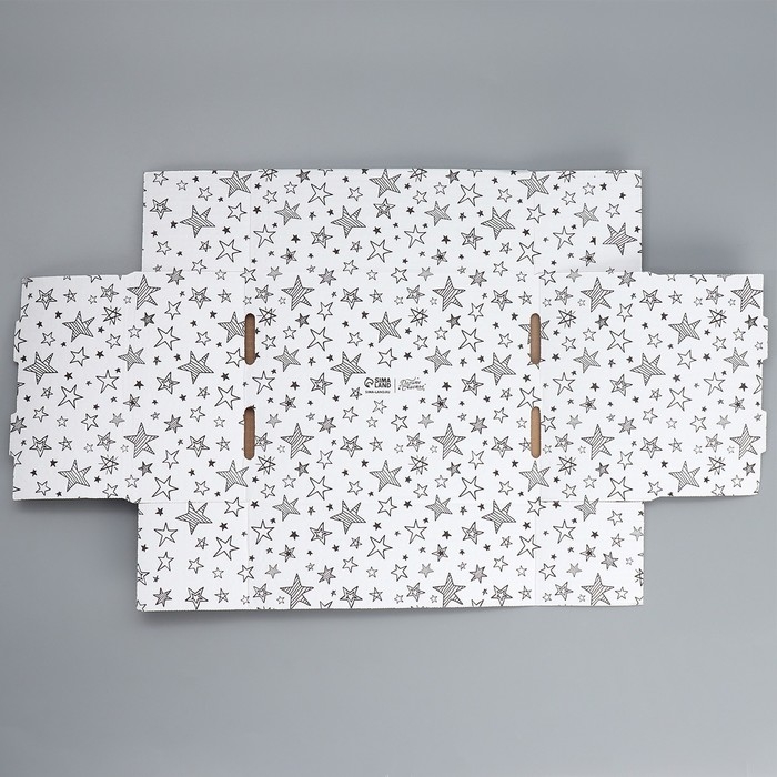 Коробка подарочная сборная с окном, упаковка, &laquo;Звезды&raquo;, белый ,27х10х21 см