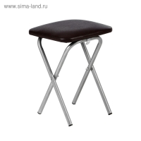 Табурет складной, экокожа коричневый/металлик