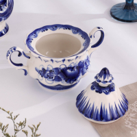 Сахарница "Шатер", гжель, фарфор, 15х18 см Сахарница "Шатер", гжель, фарфор, 15х18 см