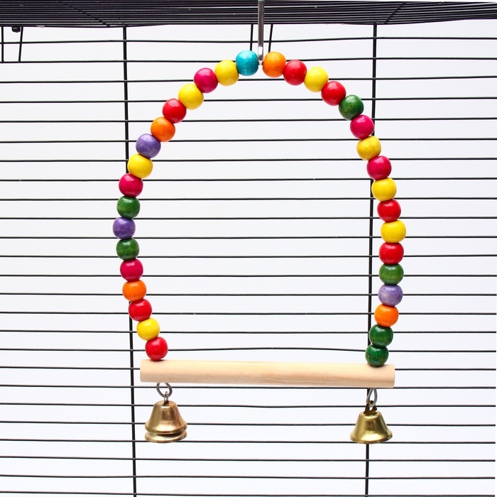 Качели для птиц с деревянной жердочкой 20 см, микс цветов Качели для птиц с деревянной жердочкой 20 см, микс цветов