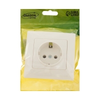 Розетка одноместная Luazon Lighting "Антей", 16 А, скрытая, с з/к, белая