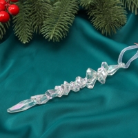 Ёлочная игрушка «Зимнее волшебство. Фигурная сосулька» пластик, 14х1 см, прозрачный Ёлочная игрушка «Зимнее волшебство. Фигурная сосулька» пластик, 14х1 см, прозрачный