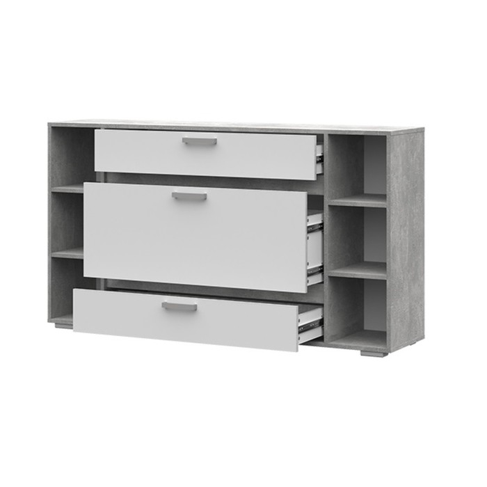 Комод Денвер, 1500х354х836, Белый/Ателье светлый Комод Денвер, 1500х354х836, Белый/Ателье светлый