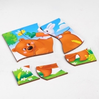 Пазл разрезной &laquo;Лесные животные&raquo;, 3 картинки в раме
