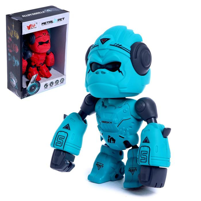 Робот обезьяна &laquo;Горилла&raquo;, интерактивный: звук, свет, металлический, на батарейках, цвет МИКС