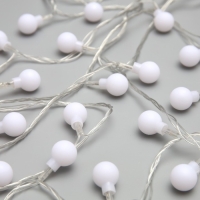 Гирлянда «Нить» 5 м с насадками «Шарики белые», IP20, прозрачная нить, 30 LED, свечение белое, 8 режимов, 220 В Гирлянда «Нить» 5 м с насадками «Шарики белые», IP20, прозрачная нить, 30 LED, свечение белое, 8 режимов, 220 В