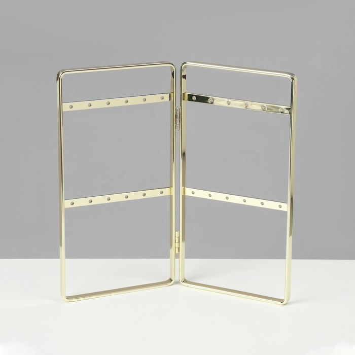 Подставка-книжка под серьги, 2 секции, 2 ряда, 16×20×2 см, цвет золотой Подставка-книжка под серьги, 2 секции, 2 ряда, 16×20×2 см, цвет золотой