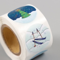 Наклейка бумага "Снеговик" d=2,5 см 252 шт в рулоне Наклейка бумага "Снеговик" d=2,5 см 252 шт в рулоне