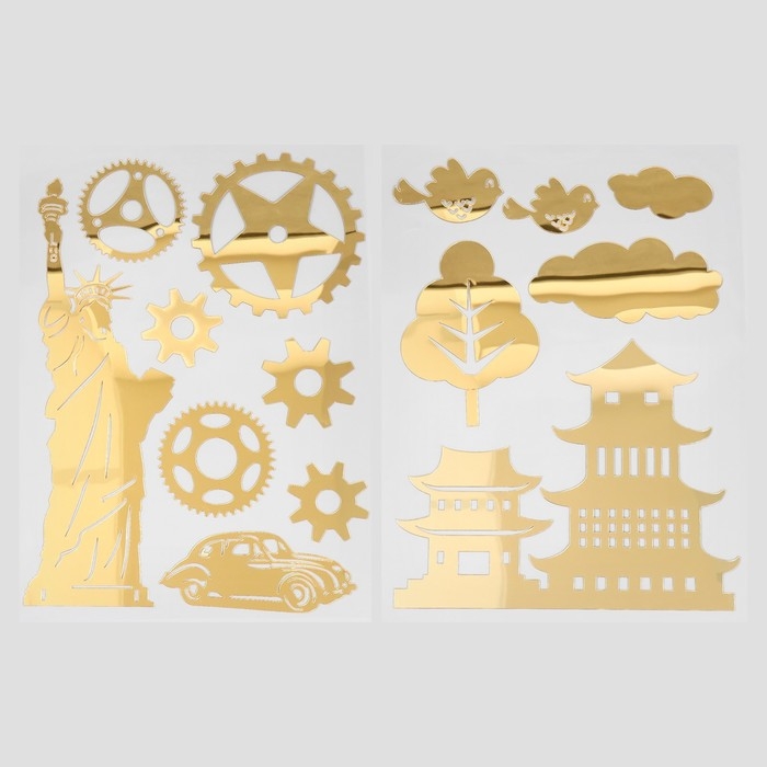 Наклейка интерьерная зеркальная Наклейка интерьерная зеркальная "Путешествия" МИКС 31,5х41 см