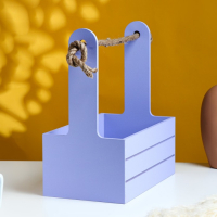 Кашпо деревянное 25.5&times;15&times;30 см "Аром", ручка канат, лаванда