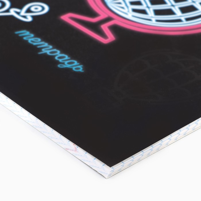 Предметная тетрадь А5, 48 л на скрепке &laquo;Неон. География&raquo; Софт тач лам, 3D лак