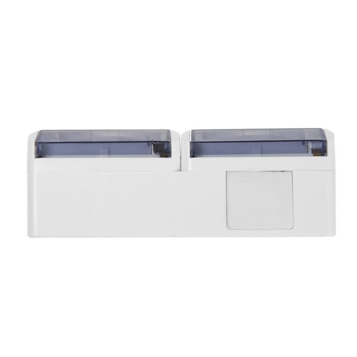 Розетка двухместная, 16 А, накладная, с з/к, IP44, уличная, белая Розетка двухместная, 16 А, накладная, с з/к, IP44, уличная, белая