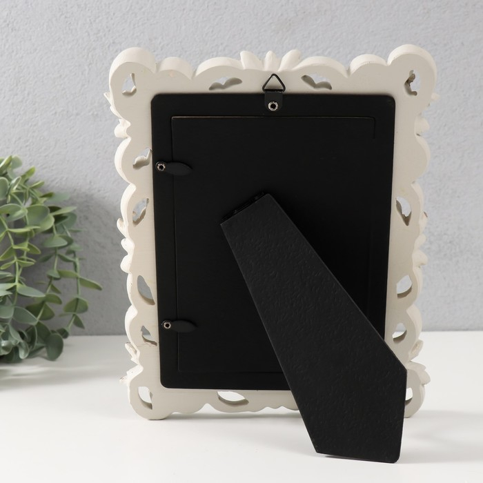 Фоторамка полистоун 10х15 см "Раскидистые листья" белая с патиной 23,2х18,4х2 см