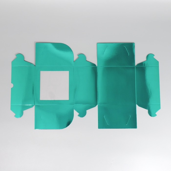 Коробка для капкейков, кондитерская упаковка с окном, 4 ячейки &laquo;Голубая&raquo;, 16 х 16 х 10 см