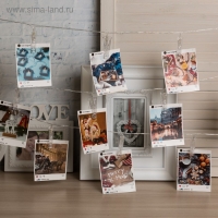 Гирлянда &laquo;Нить&raquo; 4.5 м с насадками &laquo;Прищепки&raquo;, IP20, прозрачная нить, 20 LED, свечение белое 220 В