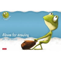 Альбом для рисования А4, 40 листов, на скрепке, "Лягушонок Ден", обложка мелованный картон, матовая ламинация, тиснение, блок 100 г/м², МИКС Альбом для рисования А4, 40 листов, на скрепке, "Лягушонок Ден", обложка мелованный картон, матовая ламинация, тиснение, блок 100 г/м², МИКС