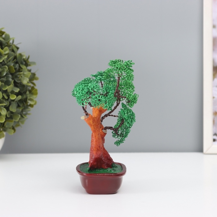 Сувенир бонсай полистоун, металл Сувенир бонсай полистоун, металл "Дерево счастливой жизни" зелёное 8х17х16 см