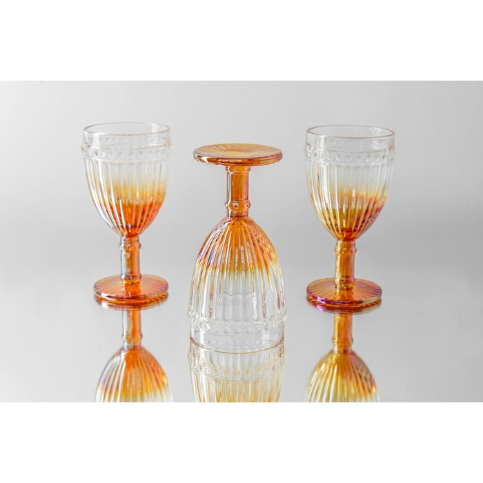 Набор бокалов для вина стеклянный Magistro «Босфор», 250 мл, 8,5×16,5 см, 6 шт, цвет градиент золото Набор бокалов для вина стеклянный Magistro «Босфор», 250 мл, 8,5×16,5 см, 6 шт, цвет градиент золото