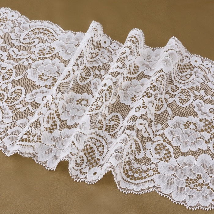 Кружевная эластичная ткань, 185 мм &times; 2,7 &plusmn; 0,5 м, цвет белый
